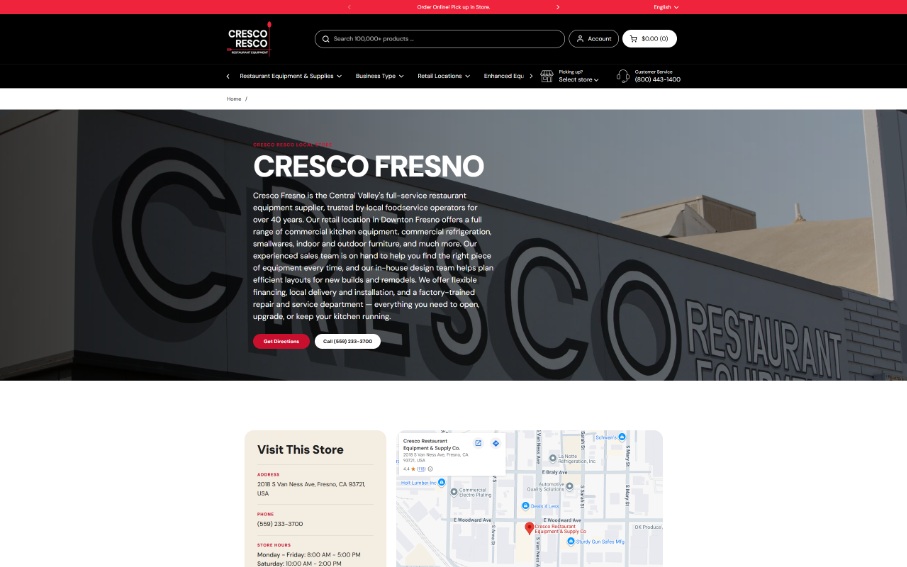 Cresco Resco Fresno Shopify location page